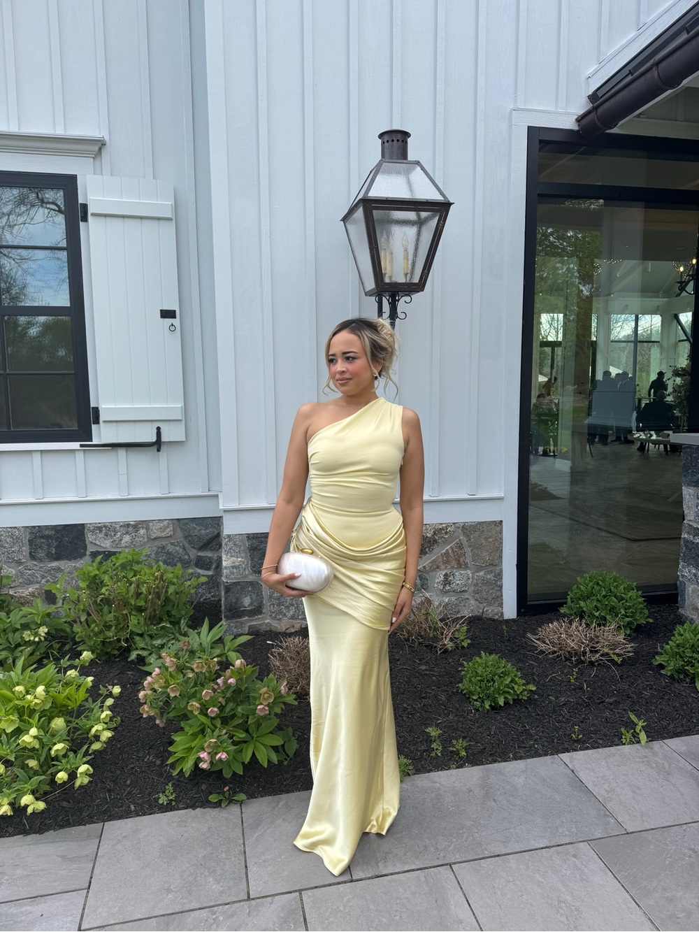 Elegant One-Shoulder Yellow Evening Gown